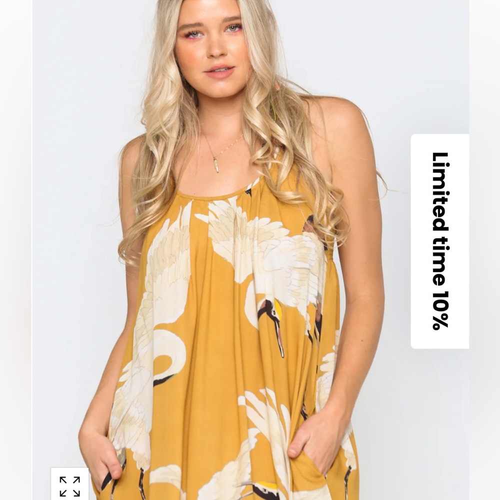 NWT ARATTA Mustard Cranes of Heaven Maxi Dress - Picture 5 of 16
